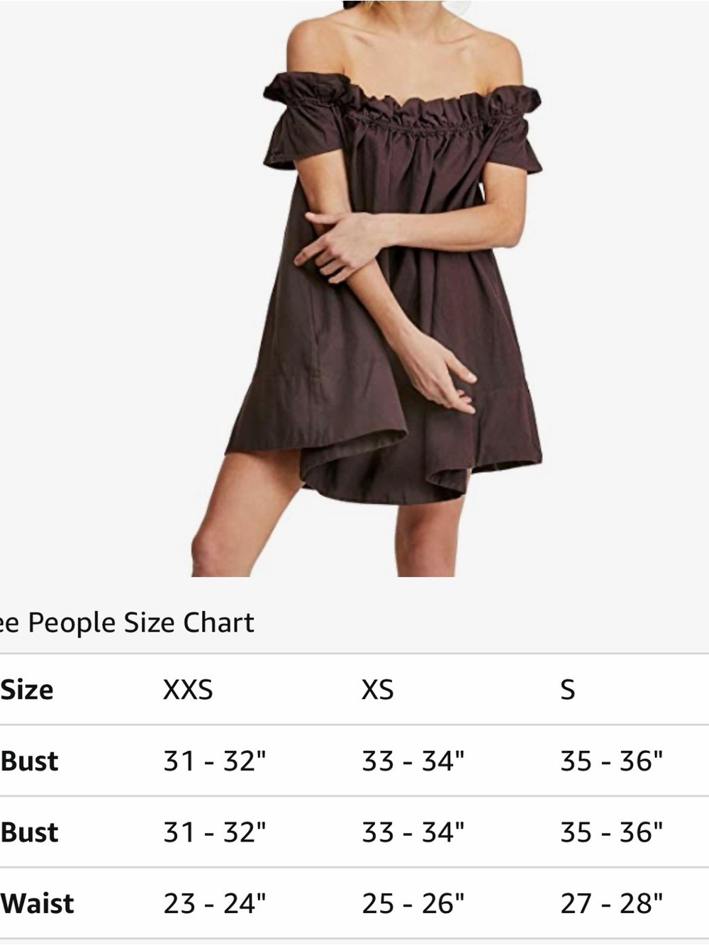 Free People Off-Shoulder Mini Dress in Dark Brown